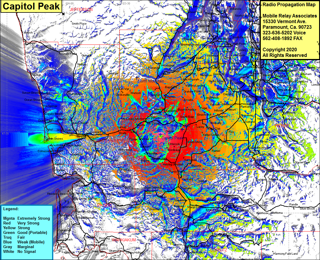 heat map radio coverage Capitol Peak
